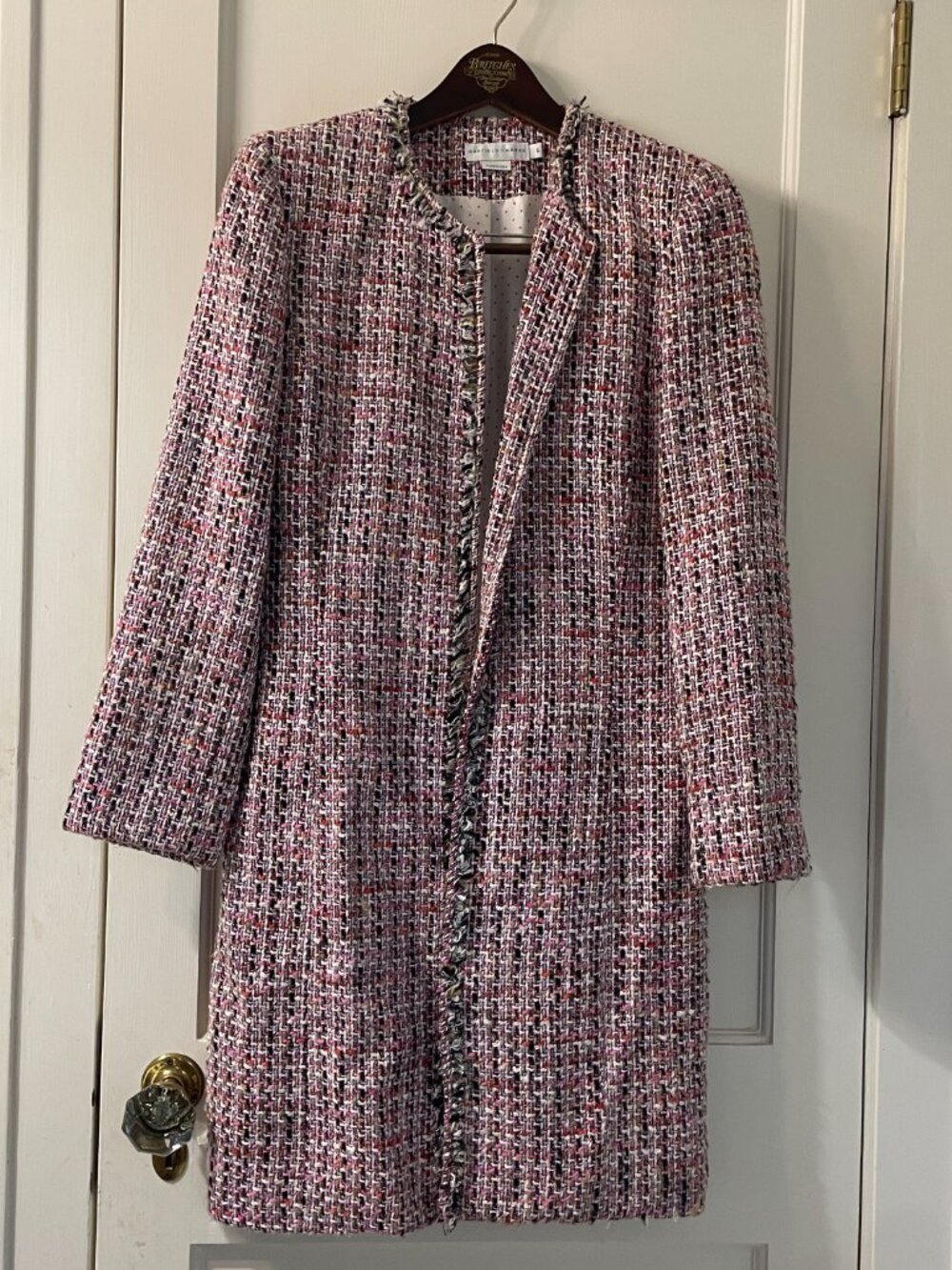 Garfield & Marks Pink Long Tweed Made in USA‎ Coat Size 6 Vintage - Picture 2 of 6